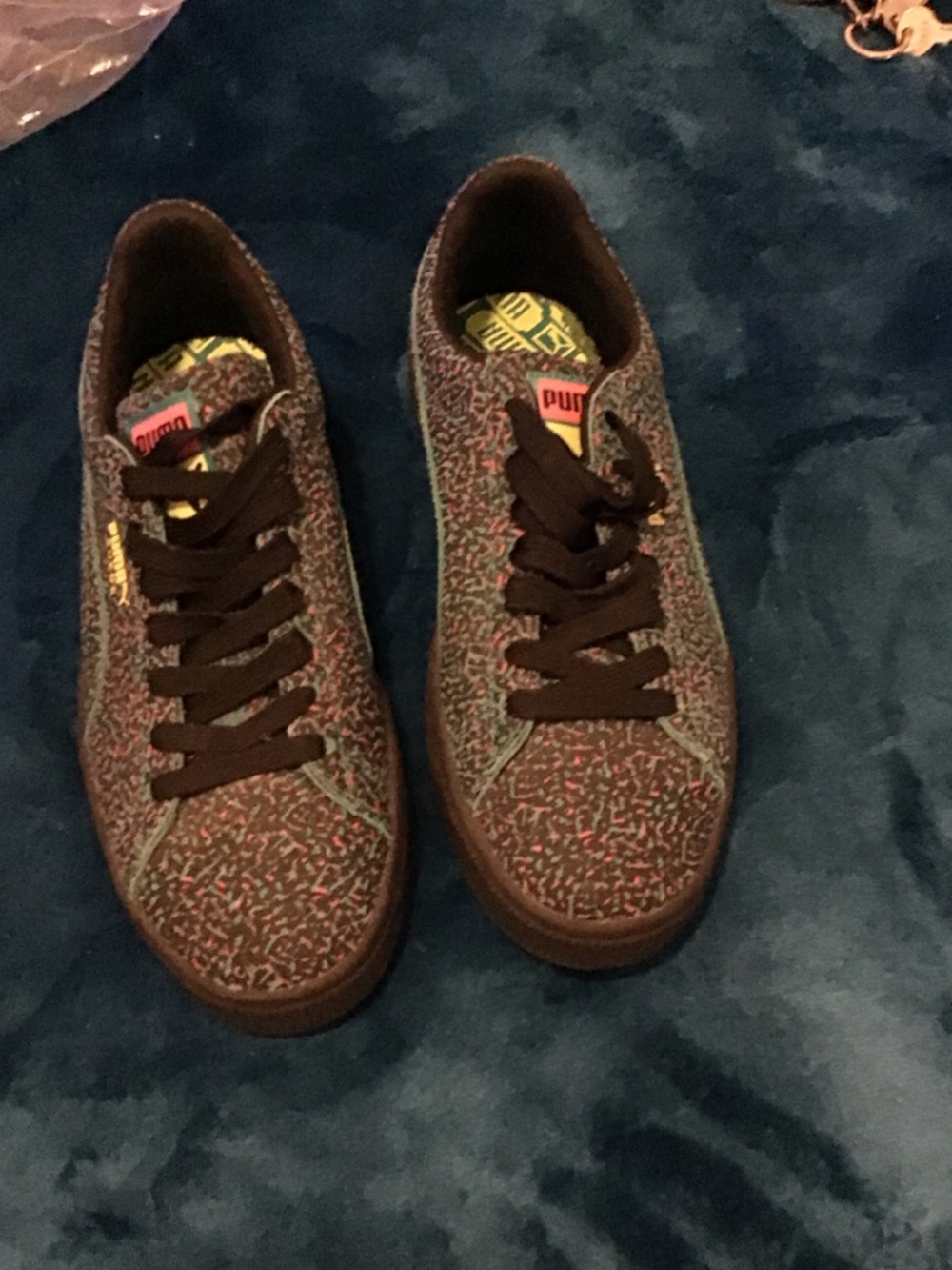 Puma Brown and Multicolor Speckle Low-Top Sneakers